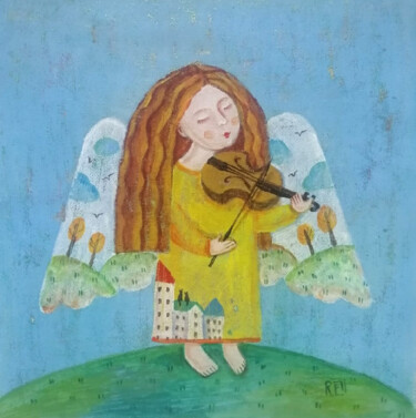 Pittura intitolato "Музыка души" da Elena Razina, Opera d'arte originale, Acrilico Montato su Telaio per barella in legno