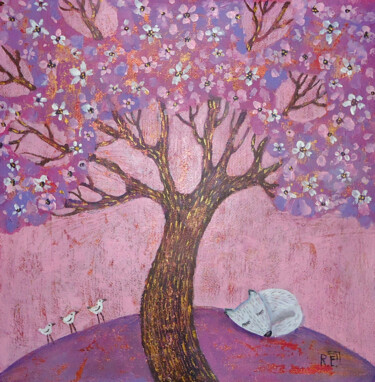 Peinture intitulée "Розовые сны" par Elena Razina, Œuvre d'art originale, Acrylique Monté sur Châssis en bois