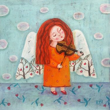 제목이 "Музыка"인 미술작품 Елена Разина로, 원작, 아크릴 나무 들것 프레임에 장착됨