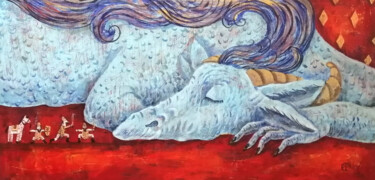 Pittura intitolato "Year of the Dragon" da Elena Razina, Opera d'arte originale, Acrilico Montato su Telaio per barella in l…