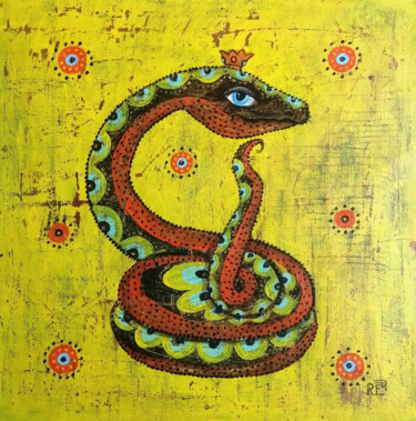 Malerei mit dem Titel "Year of the Snake" von Elena Razina, Original-Kunstwerk, Acryl Auf Keilrahmen aus Holz montiert