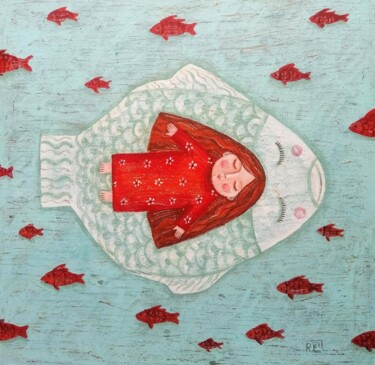 Картина под названием "Against the stream" - Елена Разина, Подлинное произведение искусства, Акрил Установлен на Деревянная…