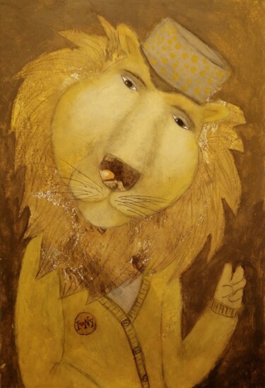 Pintura titulada "Лев в Нью-Йорке" por Elena Razumkova, Obra de arte original, Acrílico