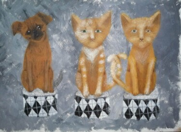 Peinture intitulée "Трио на бис" par Elena Razumkova, Œuvre d'art originale, Acrylique