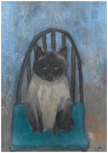 Картина под названием "Сиамская кошка Зяба" - Елена Разумкова, Подлинное произведение искусства, Акрил