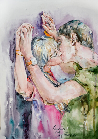Painting titled "Attraction. Passion…" by Elena Reutova, Original Artwork, Watercolor