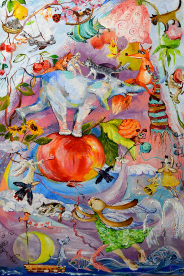 Peinture intitulée "Zen is colored." par Elena Reutova, Œuvre d'art originale, Huile Monté sur Châssis en bois