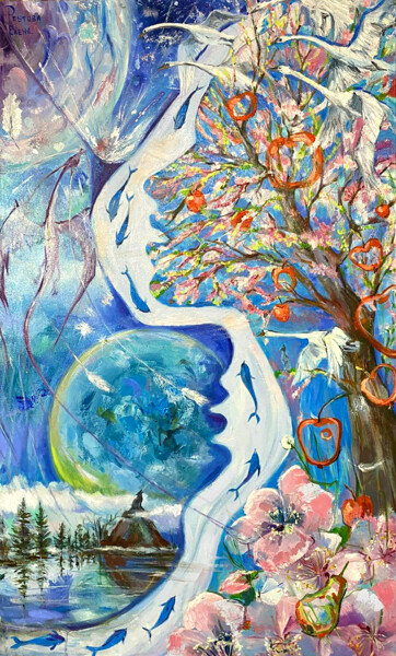 제목이 "Worlds of eternity.…"인 미술작품 Elena Reutova로, 원작, 기름 나무 들것 프레임에 장착됨