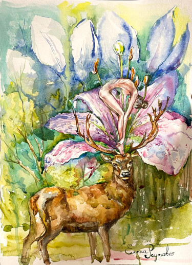 Painting titled "Spring flowering an…" by Elena Reutova, Original Artwork, Watercolor