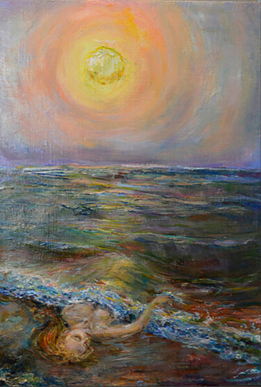 Painting titled "Peace of mind." by Elena Reutova, Original Artwork, Oil Mounted on Wood Stretcher frame