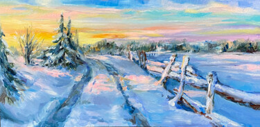 Peinture intitulée "Winter winter. Wint…" par Elena Reutova, Œuvre d'art originale, Huile