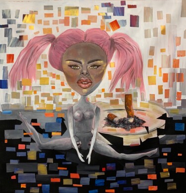 Pintura intitulada "«Кукла»" por Elena Sagdeyeva, Obras de arte originais, Acrílico