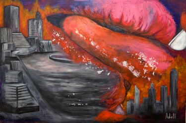 Pintura titulada "«Поцелуй большого г…" por Elena Sagdeyeva, Obra de arte original, Oleo