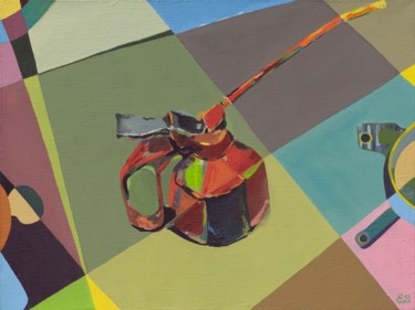 Painting titled "Hand Pump Oil Spray…" by Elena Salomon, Original Artwork, Tempera