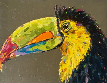 Pittura intitolato "Toucan Painting Bir…" da Elena Salomon, Opera d'arte originale, Olio