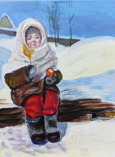 Pittura intitolato "Winter gatherings" da Elena Semenova, Opera d'arte originale, Acrilico