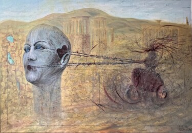 Painting titled "Addomesticamento de…" by Elena Semina, Original Artwork, Oil