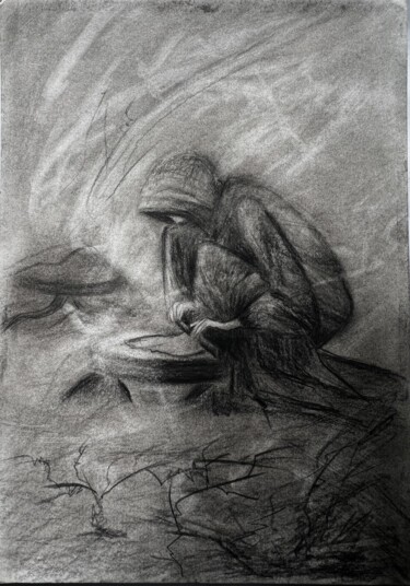 Dibujo titulada ""Una sosta nel dese…" por Elena Semina, Obra de arte original, Carbón