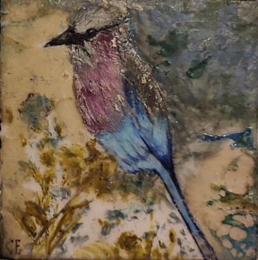 Painting titled "Birds of Paradise" by Elena Senina, Original Artwork, Encaustic Mounted on Other rigid panel
