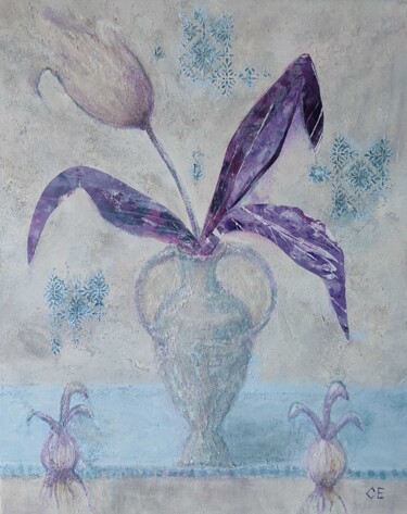 Collagen mit dem Titel "Meeting the Spring" von Elena Senina, Original-Kunstwerk, Acryl