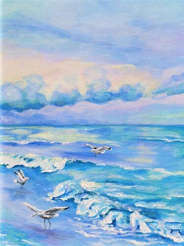 Painting titled "«Low tide»" by Elena Serebriakova, Original Artwork, Acrylic Mounted on artwork_cat.