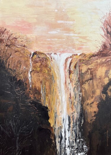 Schilderij getiteld "“Waterfall”" door Elena Serebriakova, Origineel Kunstwerk, Acryl
