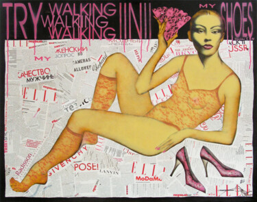 Painting titled "Try Walking in my s…" by Elena Shichko, Original Artwork, Acrylic