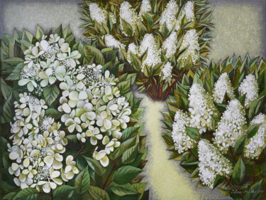 Pittura intitolato "My Beautiful Garden" da Elena Shichko, Opera d'arte originale, Olio