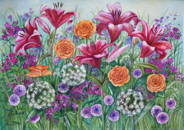 Peinture intitulée "Garden sweet garden" par Elena Shichko, Œuvre d'art originale, Aquarelle