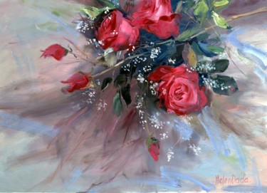 Pittura intitolato "Red rose" da Elena Shipunova, Opera d'arte originale, Olio