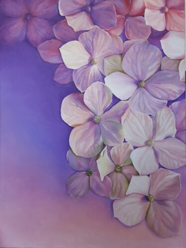 Painting titled "Hydrangea" by Elena Shostal (ShoStyle), Original Artwork, Oil