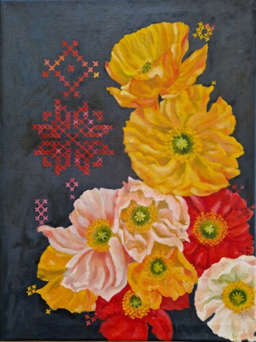 Картина под названием "Poppies" - Elena Shostal (ShoStyle), Подлинное произведение искусства, Масло