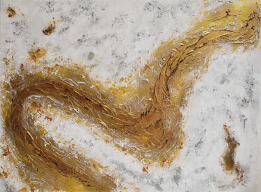 Картина под названием "Золотой поток" - Елена Смилевец, Подлинное произведение искусства, Акрил