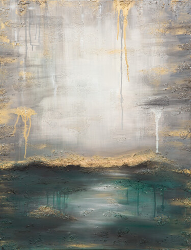 Schilderij getiteld "Water surface" door Elena Sobol, Origineel Kunstwerk, Acryl Gemonteerd op Frame voor houten brancard