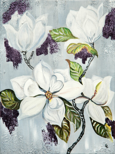 Malarstwo zatytułowany „Floral mood” autorstwa Елена Соболь, Oryginalna praca, Akryl Zamontowany na Drewniana rama noszy