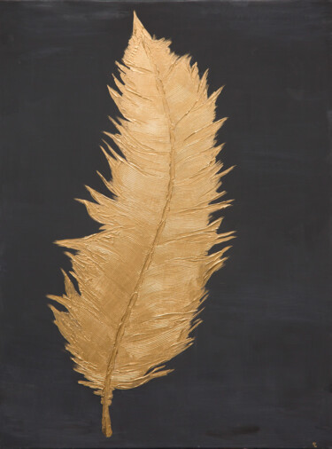 Pintura titulada "Firebird's feather" por Elena Sobol, Obra de arte original, Acrílico Montado en Bastidor de camilla de mad…