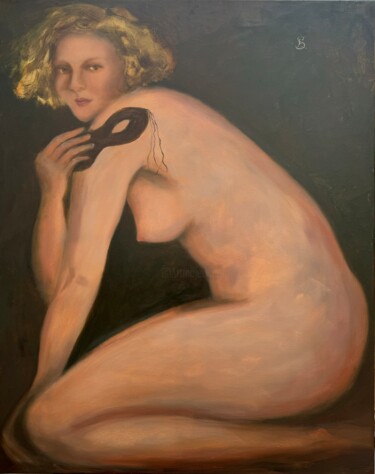 Painting titled "Hermine" by Elena Stauffer, Original Artwork, Oil Mounted on Wood Stretcher frame