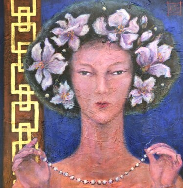 Картина под названием "Pearls of wisdom" - Elena Stauffer, Подлинное произведение искусства, лак Установлен на Деревянная ра…