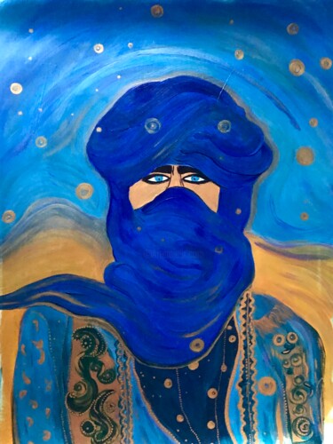 Peinture intitulée ""Tuareg in blue and…" par Elena Suprema, Œuvre d'art originale, Acrylique