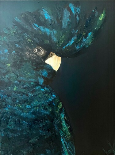 Картина под названием "Яркий какаду" - Елена Сурина, Подлинное произведение искусства, Масло