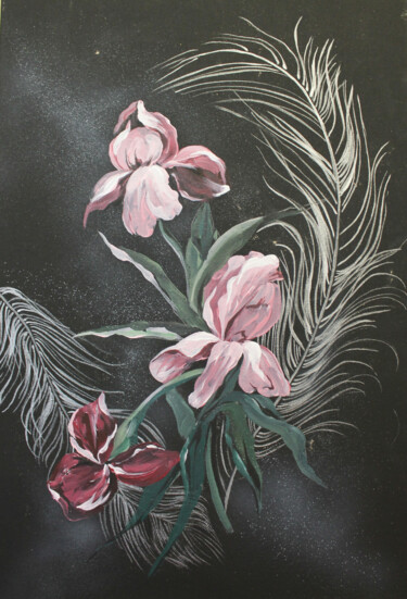 Painting titled "irises" by Elena Tarelova, Original Artwork, Acrylic