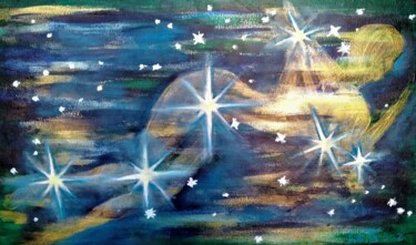 Painting titled "Constellation Cassi…" by Elena Titenko (LeTi), Original Artwork, Acrylic Mounted on Wood Stretcher frame