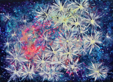 Painting titled "Constellation Orion" by Elena Titenko (LeTi), Original Artwork, Oil Mounted on Wood Stretcher frame