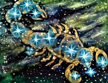 Painting titled "Constellation Scorp…" by Elena Titenko (LeTi), Original Artwork, Acrylic Mounted on Wood Stretcher frame