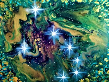Painting titled "Constellation Aries" by Elena Titenko (LeTi), Original Artwork, Acrylic Mounted on Wood Stretcher frame