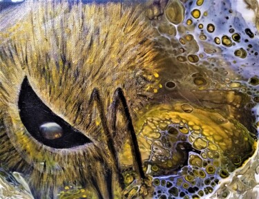 Ζωγραφική με τίτλο "Bee and honey" από Elena Titenko (LeTi), Αυθεντικά έργα τέχνης, Ακρυλικό Τοποθετήθηκε στο Ξύλινο φορείο…