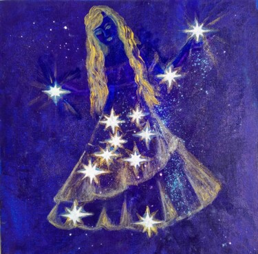 Pintura titulada "Virgo constellation" por Elena Titenko (LeTi), Obra de arte original, Oleo Montado en Cartulina
