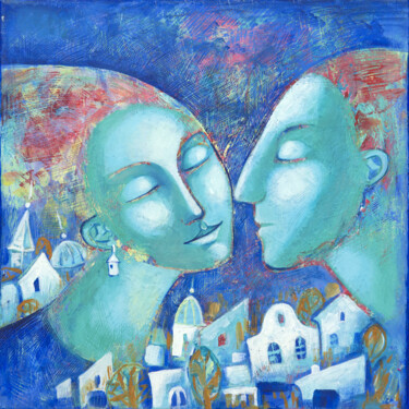 Malerei mit dem Titel "Kiss" von Elena Tomilova, Original-Kunstwerk, Acryl