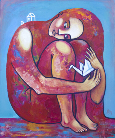 Картина под названием "What if" - Elena Tomilova, Подлинное произведение искусства, Акрил Установлен на Деревянная рама для…
