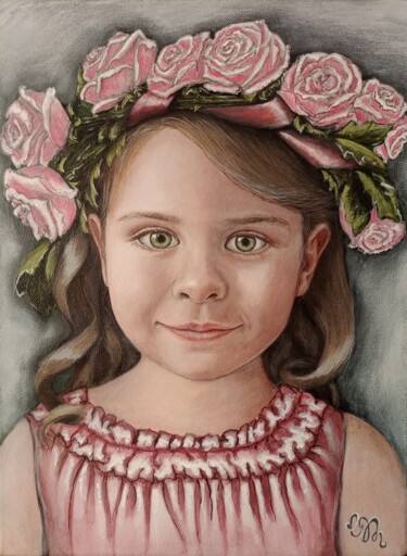 Картина под названием "Girl Rosa" - Елена Трегуб, Подлинное произведение искусства, Акрил Установлен на Деревянная рама для…
